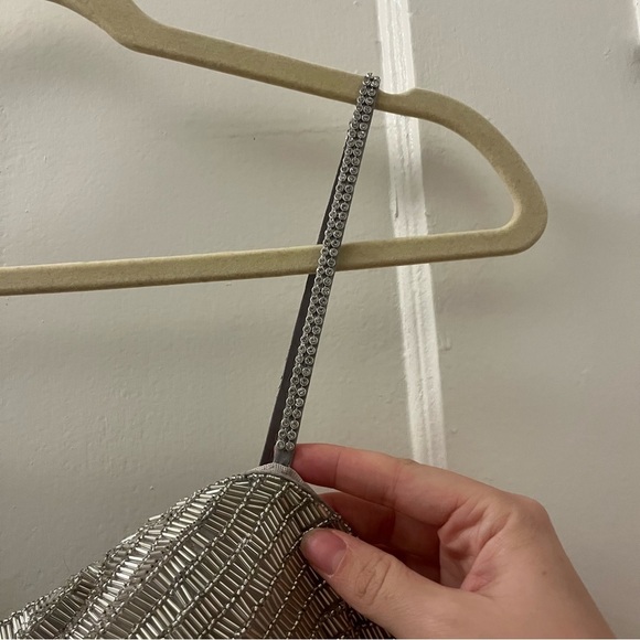 Alyce Paris Silver Beaded Fringe Formal Mini Dress | size 2 - Picture 8 of 9